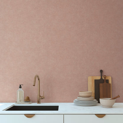 Mustertapete Leinen Rosé Sanft - 10,05 m x 0,53 m