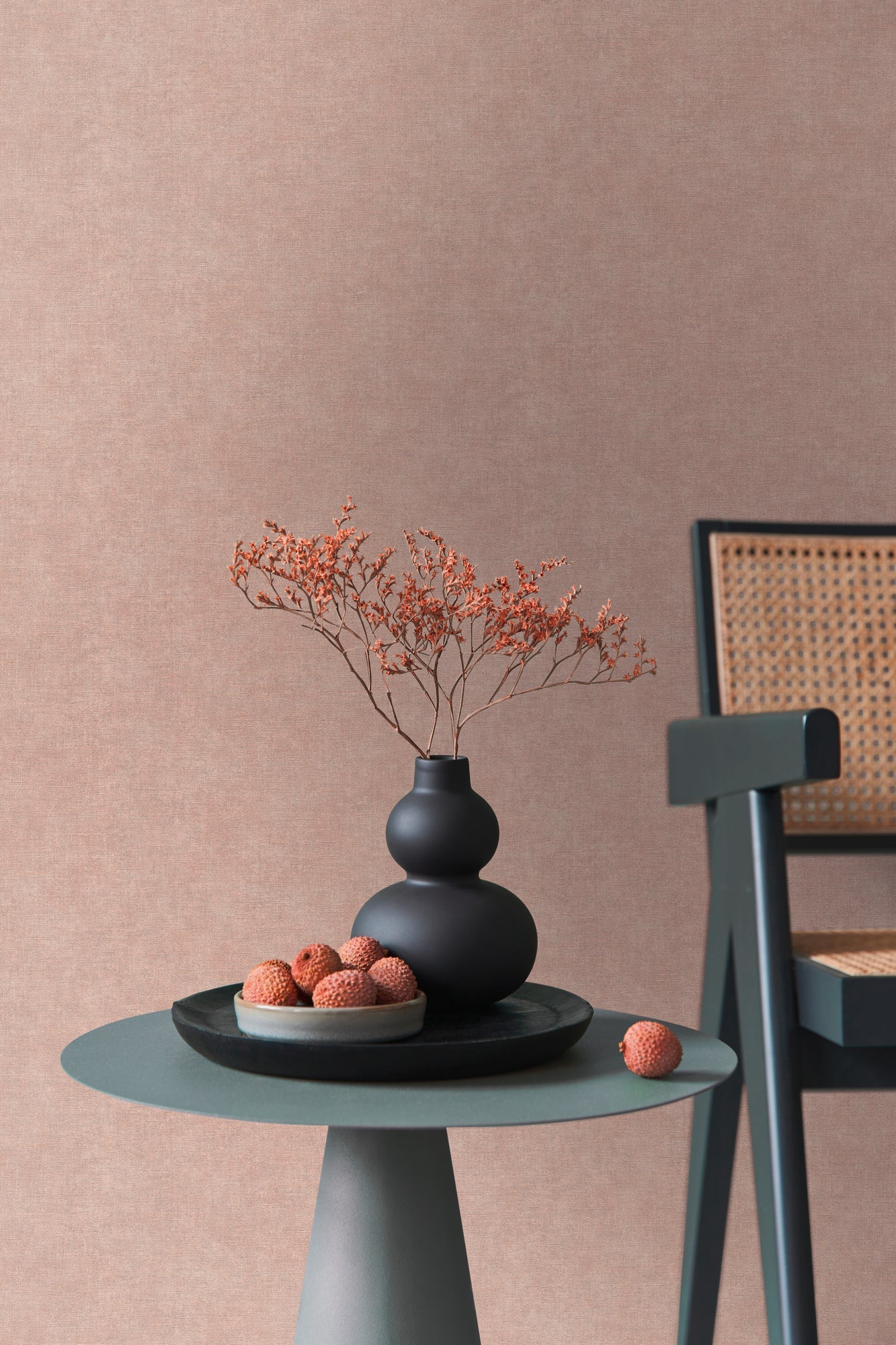Mustertapete Leinen Rosé Sanft - 10,05 m x 0,53 m