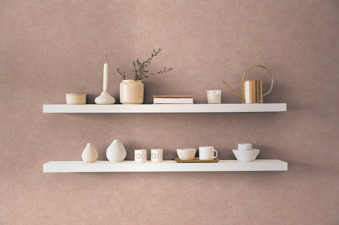 Mustertapete Leinen Rosé Sanft - 10,05 m x 0,53 m