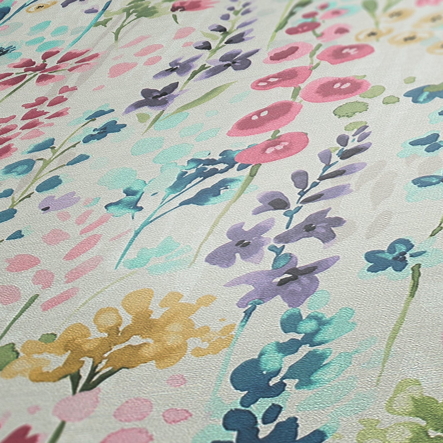 Mustertapete Aquarell-Wiese Bunt - 10,05 m x 0,53 m