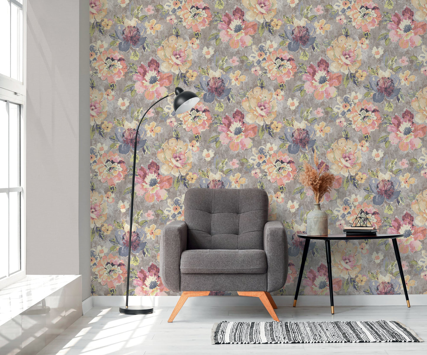 Mustertapete Vintage-Blüten Pastell - 10,05 m x 0,53 m