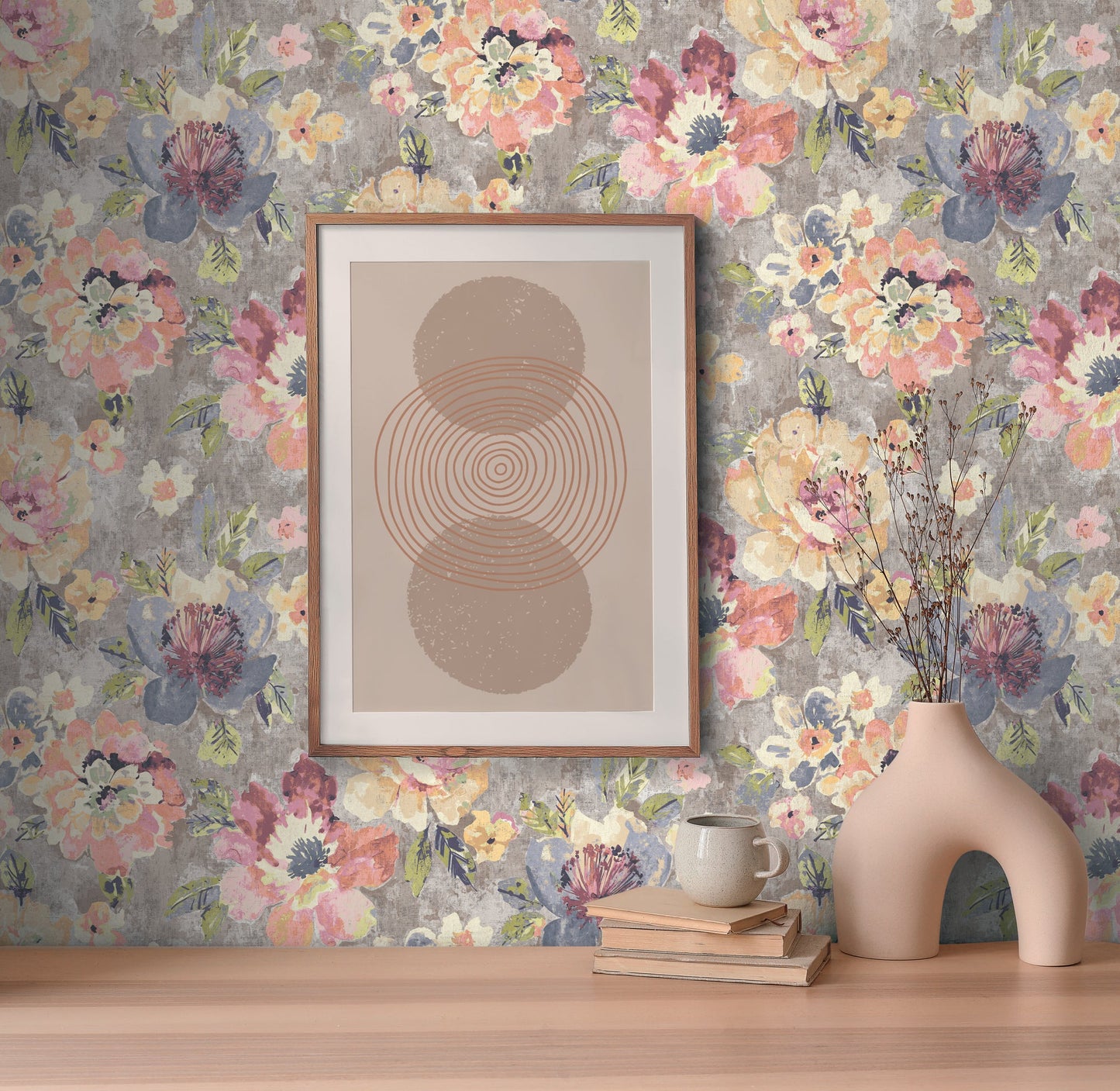 Mustertapete Vintage-Blüten Pastell - 10,05 m x 0,53 m