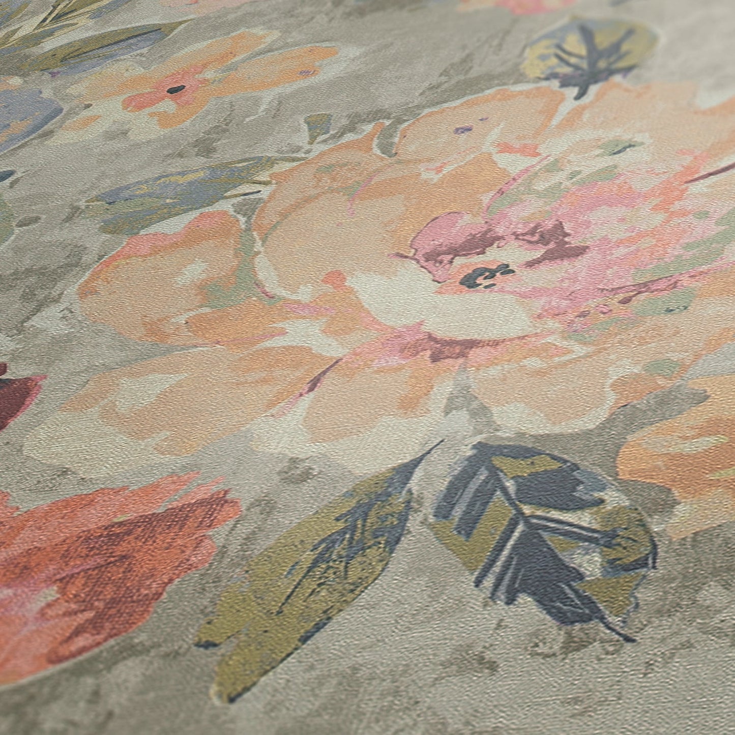 Mustertapete Vintage-Blüten Pastell - 10,05 m x 0,53 m