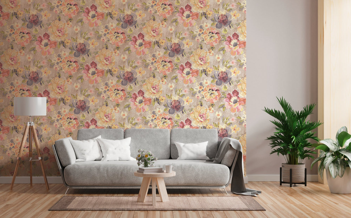 Mustertapete Vintage-Blüten Pastell - 10,05 m x 0,53 m