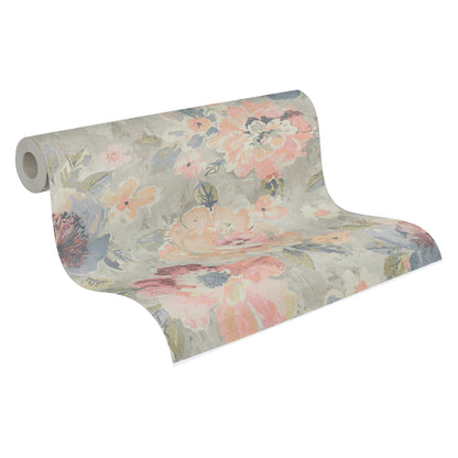 Mustertapete Vintage-Blüten Pastell - 10,05 m x 0,53 m