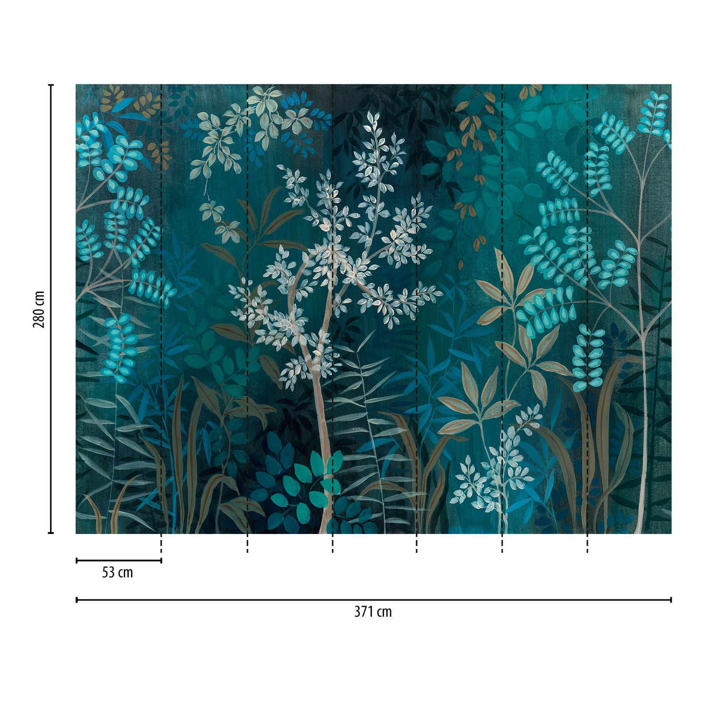 Fototapete Pflanzen Blau Grün - 3,71 m x 2,80 m
