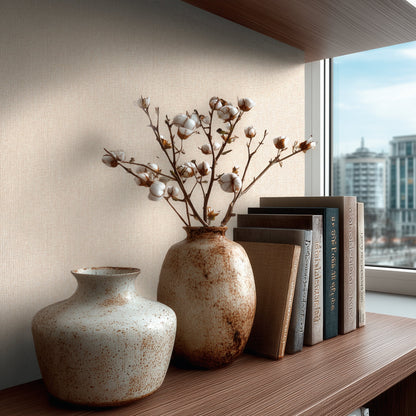 Mustertapete Leinenoptik Rosébeige - 10,05 m x 0,53 m