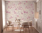 Fototapete Blumen Blätter Rosa Beige - 1,59 m x 2,80 m