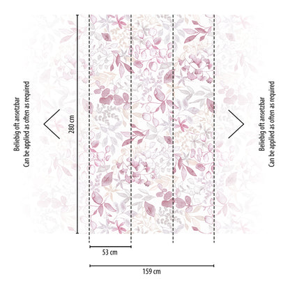 Fototapete Blumen Blätter Rosa Beige - 1,59 m x 2,80 m