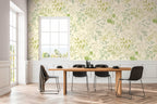Fototapete Blätter Zweige Grün Beige - 1,59 m x 2,80 m