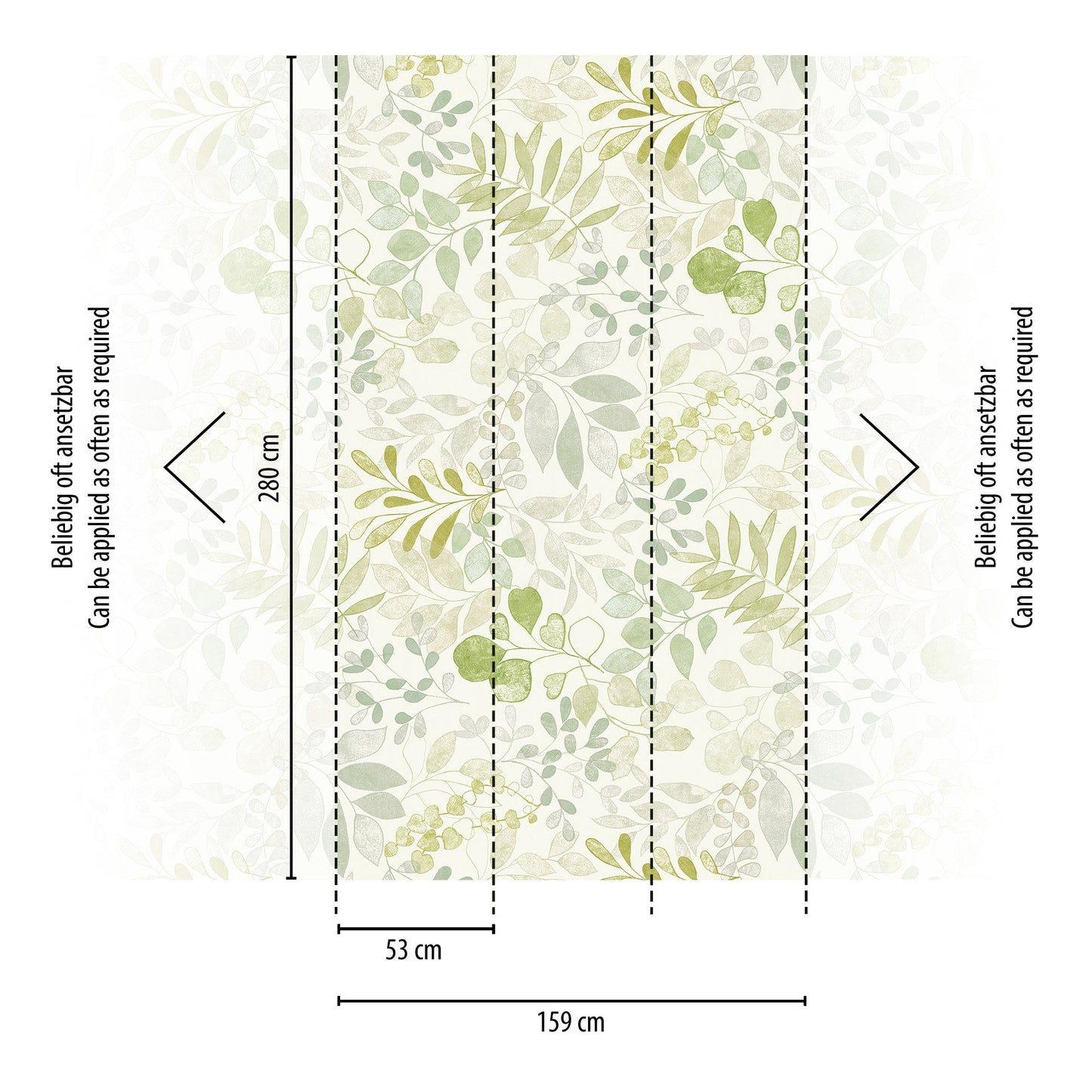 Fototapete Blätter Zweige Grün Beige - 1,59 m x 2,80 m