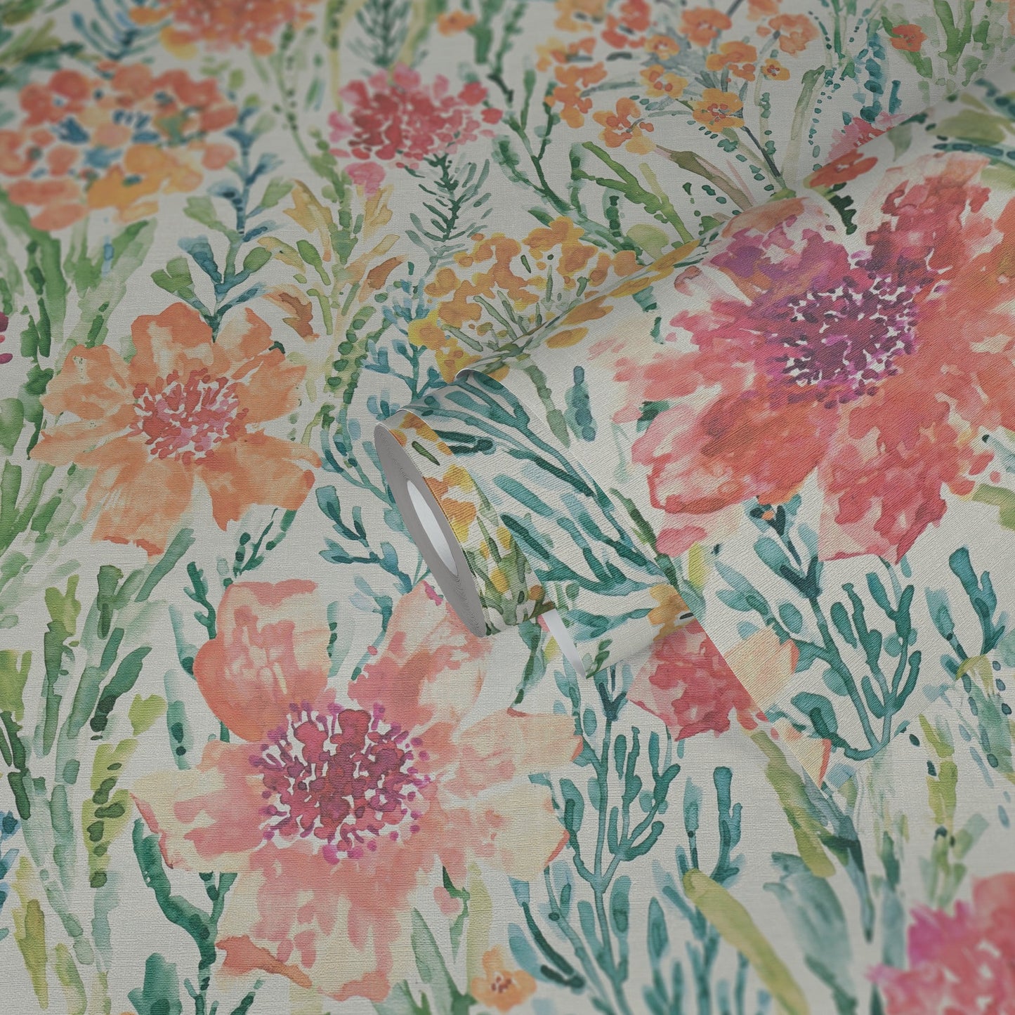 Mustertapete Sommergarten Aquarell - 10,05 m x 0,53 m