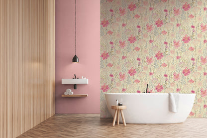 Mustertapete Blütentraum Rosé Aquarell - 10,05 m x 0,53 m