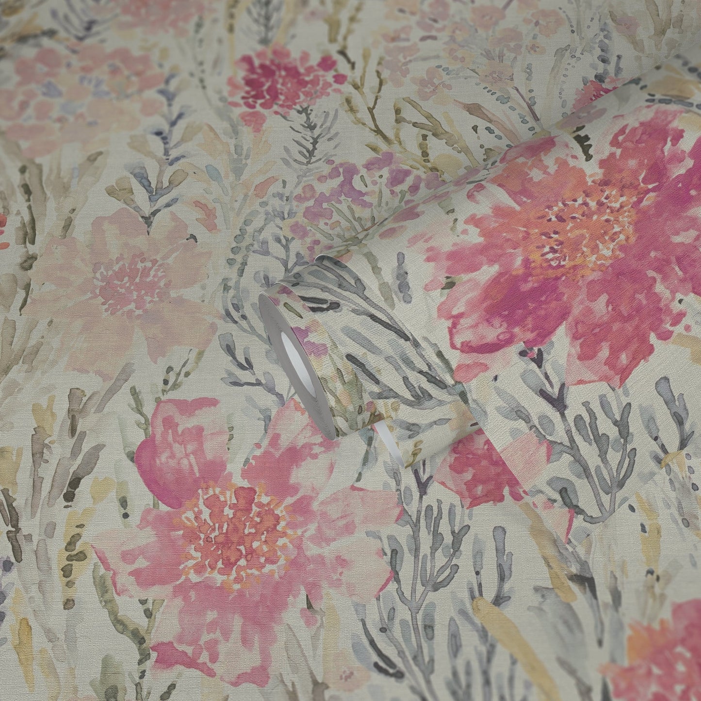 Mustertapete Blütentraum Rosé Aquarell - 10,05 m x 0,53 m