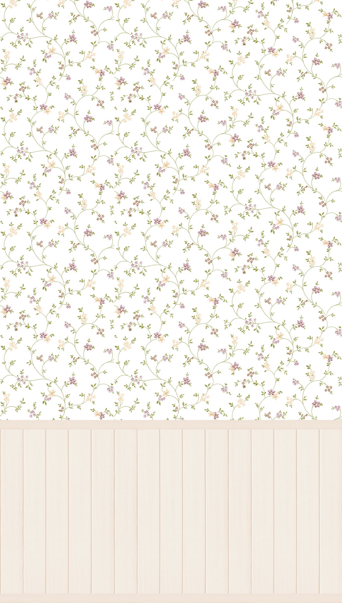 Fototapete Blumenranken Weiß - 1,59 m x 2,80 m