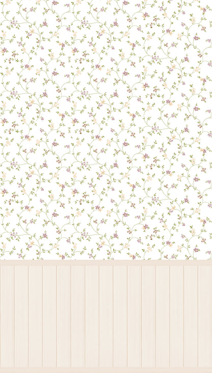 Fototapete Blumenranken Weiß - 1,59 m x 2,80 m