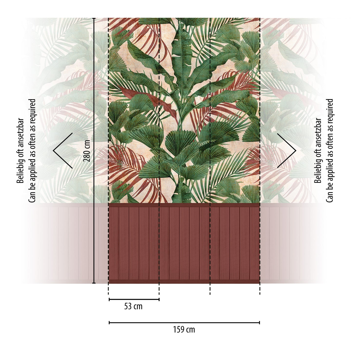 Fototapete Botanische Blätter Grün - 1,59 m x 2,80 m