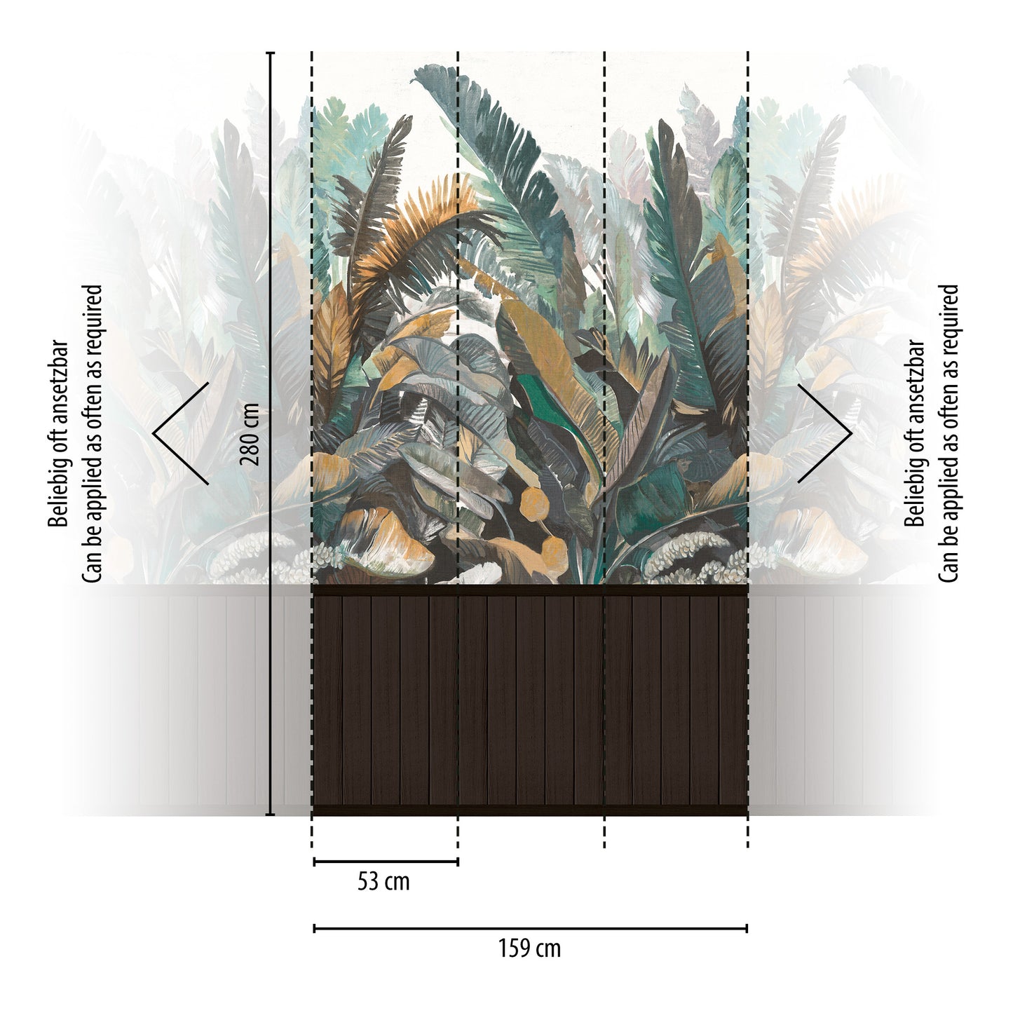 Fototapete Tropenblätter Braun Grün - 1,59 m x 2,80 m