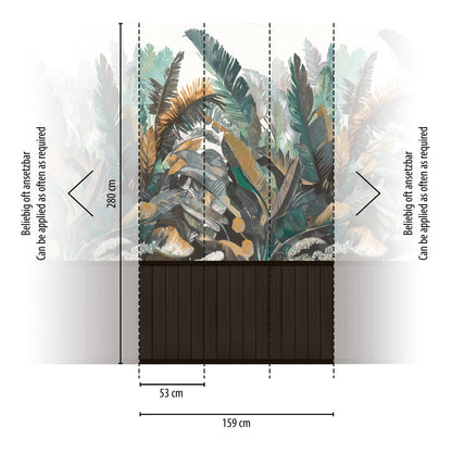 Fototapete Tropenblätter Braun Grün - 1,59 m x 2,80 m
