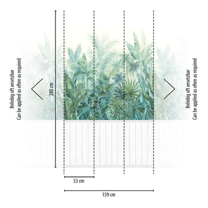 Fototapete Tropenblätter Grün Teal - 1,59 m x 2,80 m