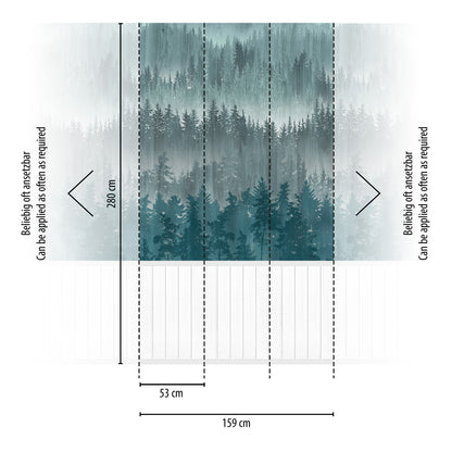 Fototapete Waldlandschaft Grün Blau - 1,59 m x 2,80 m