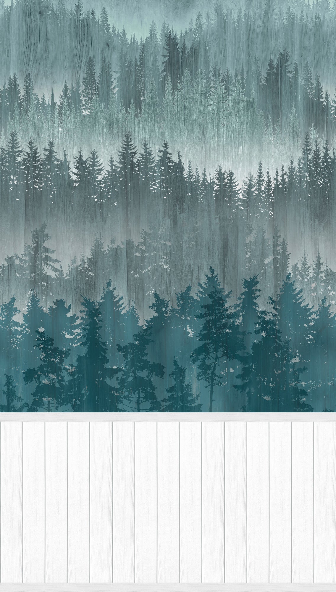 Fototapete Waldlandschaft Grün Blau - 1,59 m x 2,80 m