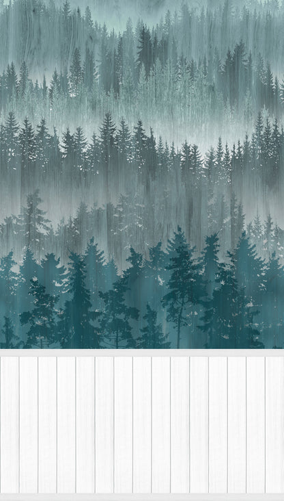 Fototapete Waldlandschaft Grün Blau - 1,59 m x 2,80 m