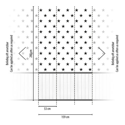 Fototapete Sterne Schwarz Weiß - 1,59 m x 2,80 m