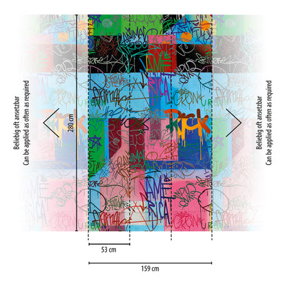 Fototapete Graffiti Bunt - 1,59 m x 2,80 m