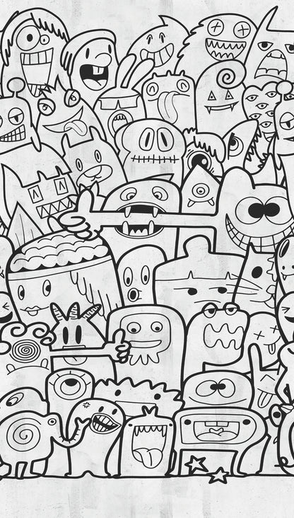 Fototapete Doodle Figuren – 1,59 m x 2,80 m