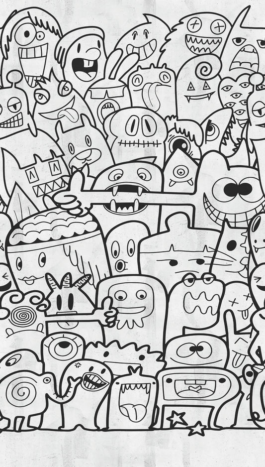 Fototapete Doodle Figuren – 1,59 m x 2,80 m
