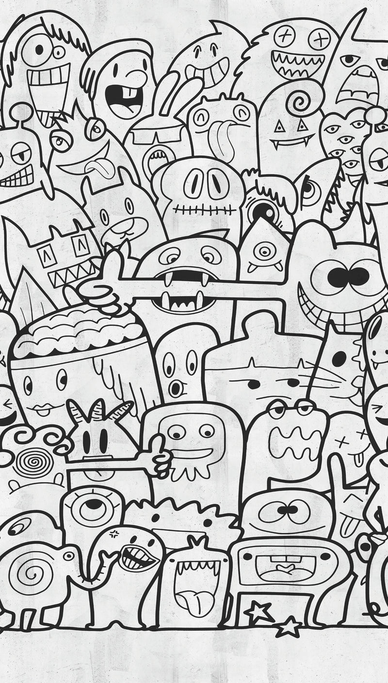 Fototapete Doodle Figuren – 1,59 m x 2,80 m