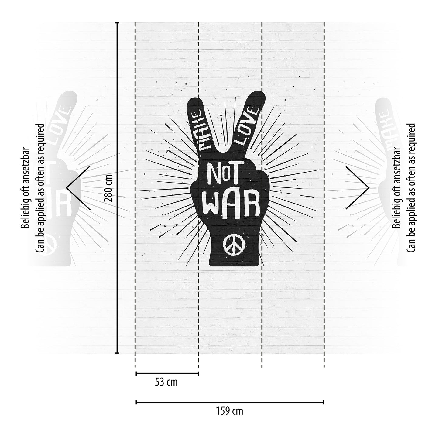 Fototapete Hand Schwarz Weiß - 1,59 m x 2,80 m