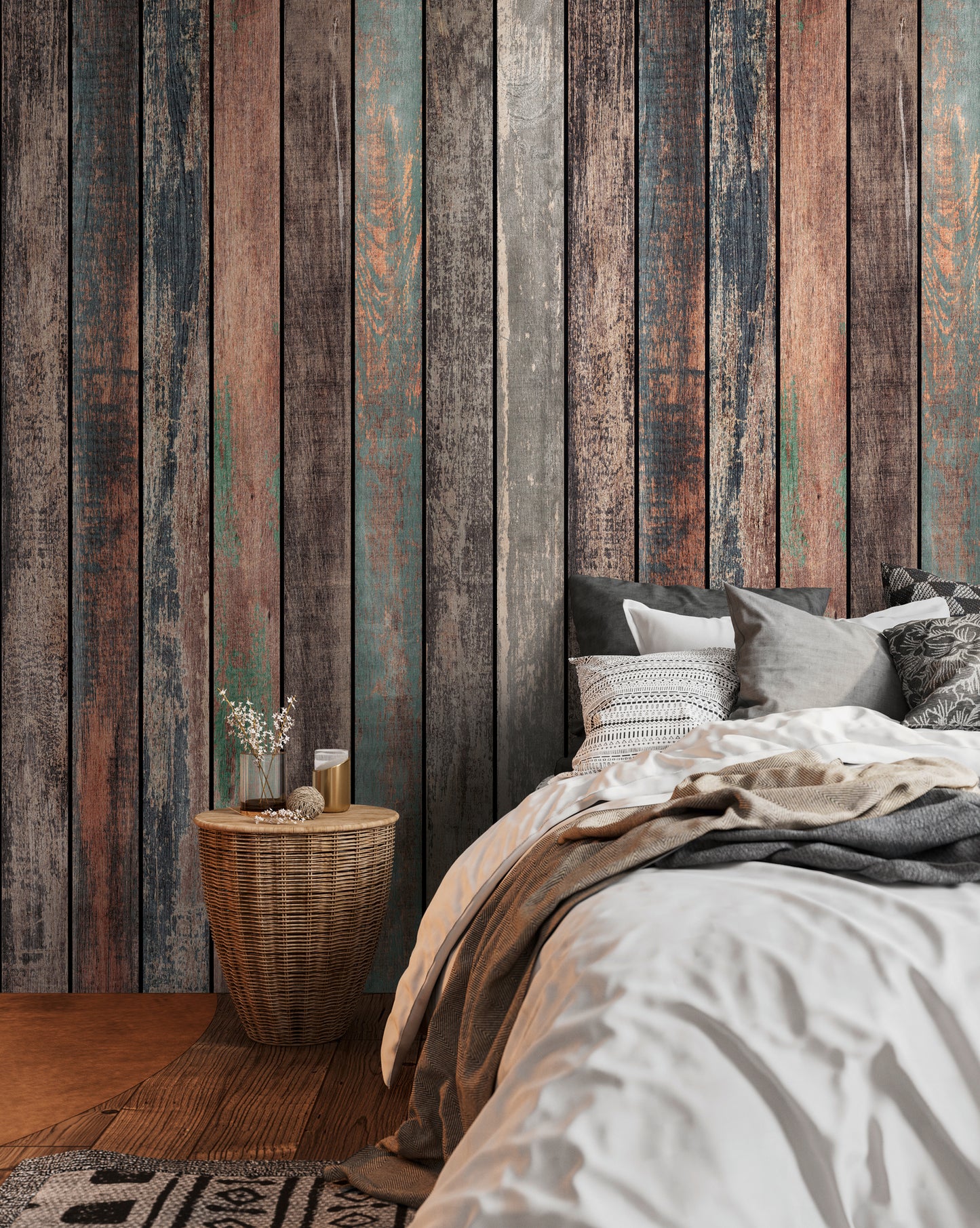 Fototapete Holzplanken Bunt - 1,59 m x 2,80 m