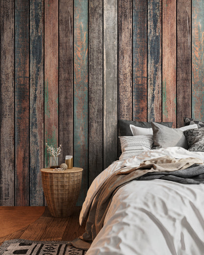 Fototapete Holzplanken Bunt - 1,59 m x 2,80 m
