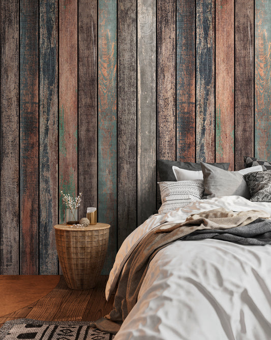 Fototapete Holzplanken Bunt - 1,59 m x 2,80 m