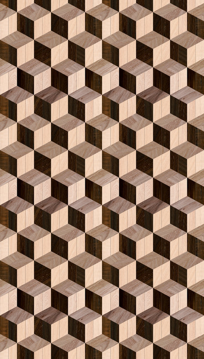 Fototapete Würfel Holz Beige Braun - 1,59 m x 2,80 m