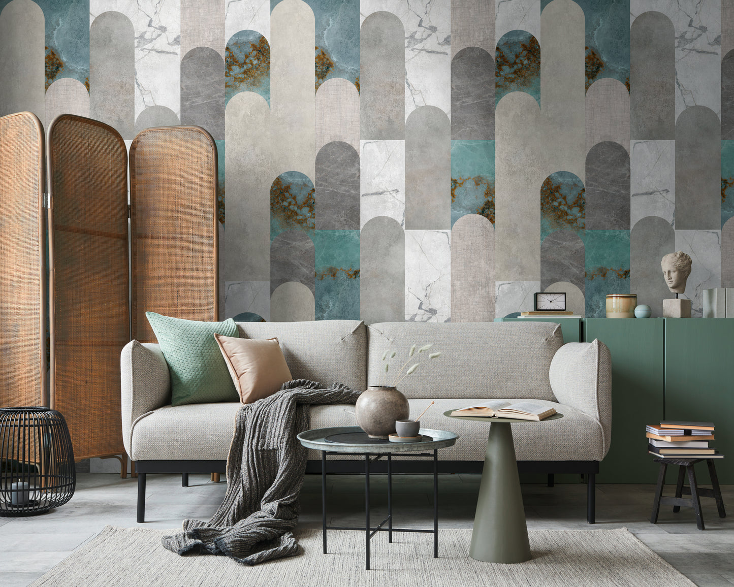 Fototapete Bögen Grau Beige - 1,59 m x 2,80 m