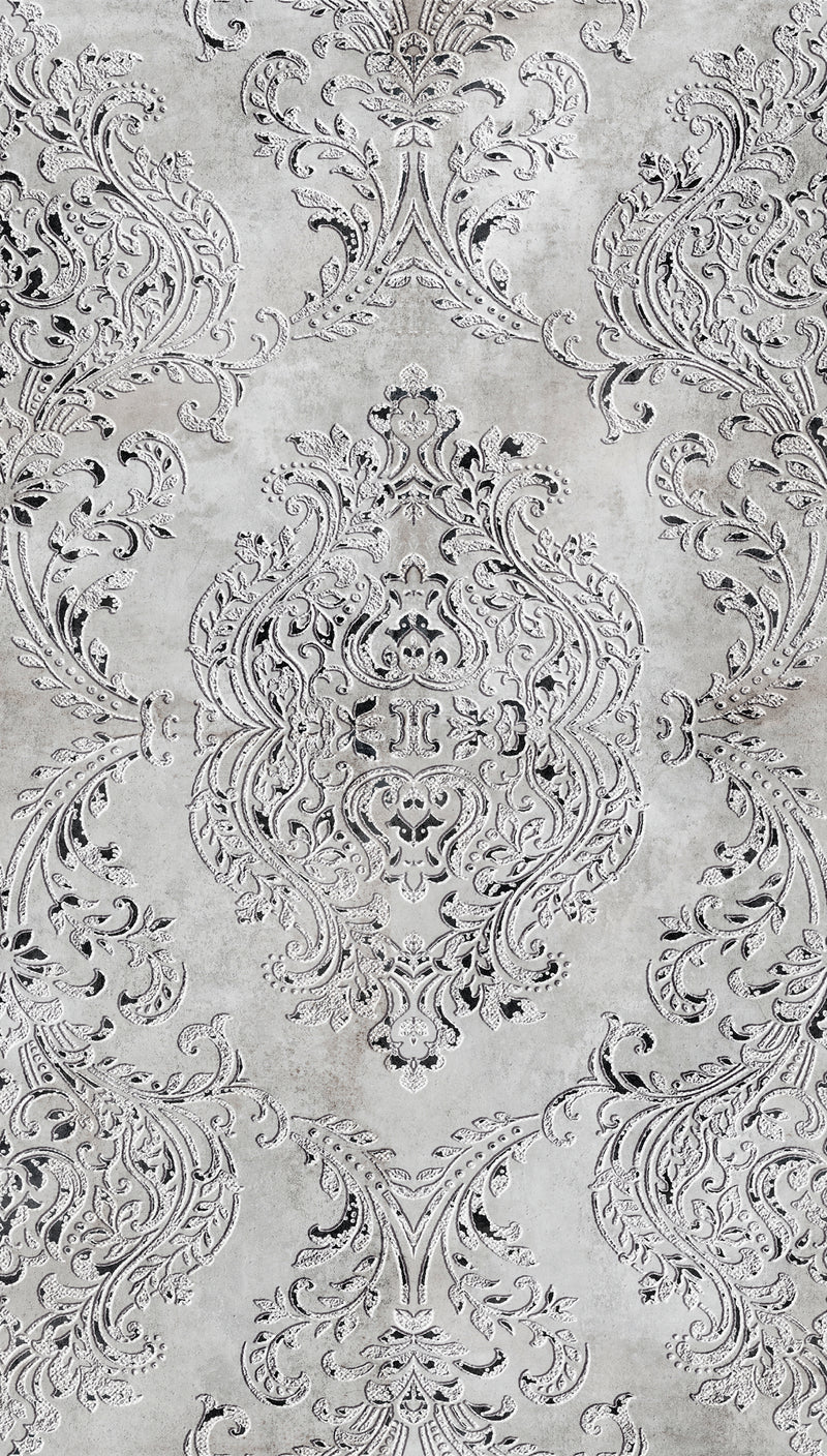 Fototapete Barock Ornament Grau – 1,59 m x 2,80 m