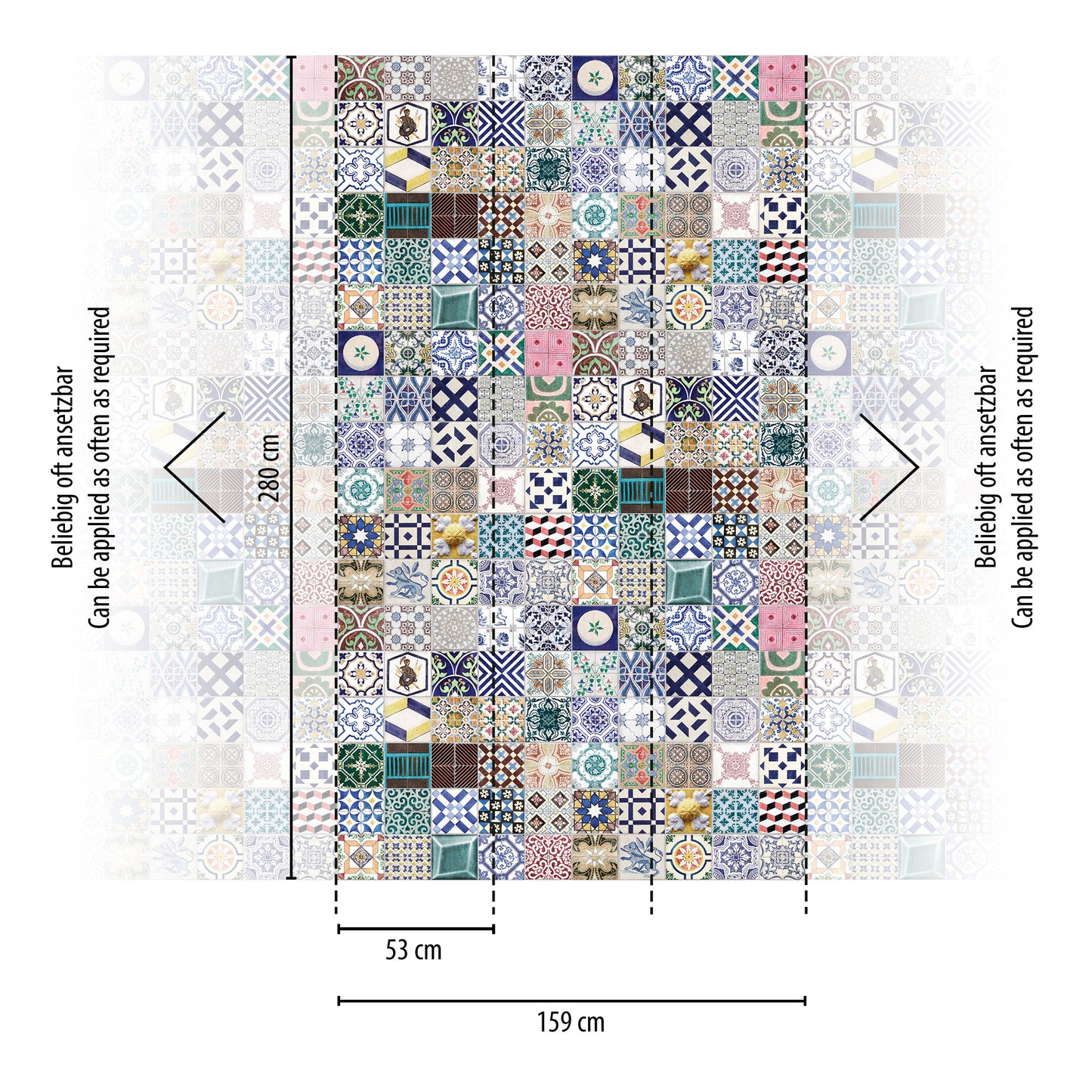 Fototapete Fliesenmuster Bunt - 1,59 m x 2,80 m