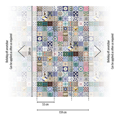Fototapete Fliesenmuster Bunt - 1,59 m x 2,80 m