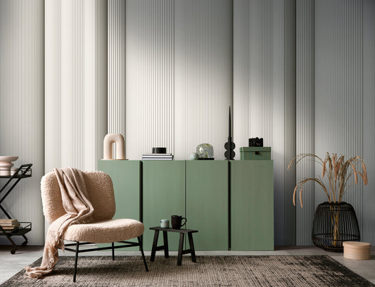 Fototapete Linien Beige Grau - 1,59 m x 2,80 m