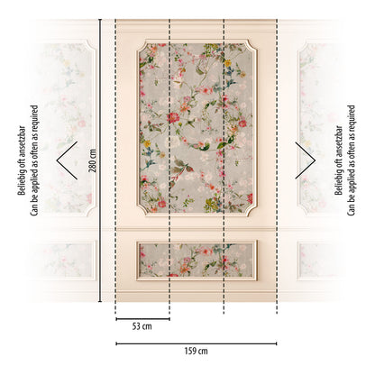 Fototapete Blumenwiese Creme Bunt - 1,59 m x 2,80 m