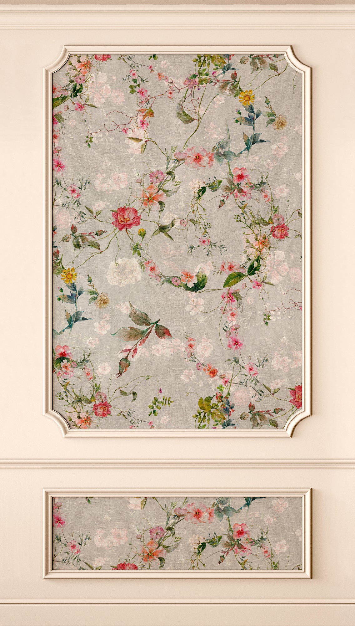 Fototapete Blumenwiese Creme Bunt - 1,59 m x 2,80 m