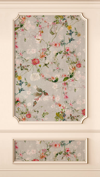 Fototapete Blumenwiese Creme Bunt - 1,59 m x 2,80 m