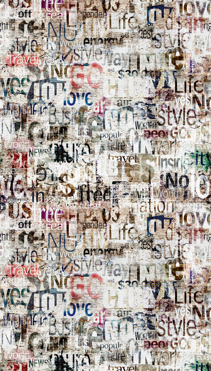 Fototapete Zeitung Collage Bunt - 1,59 m x 2,80 m