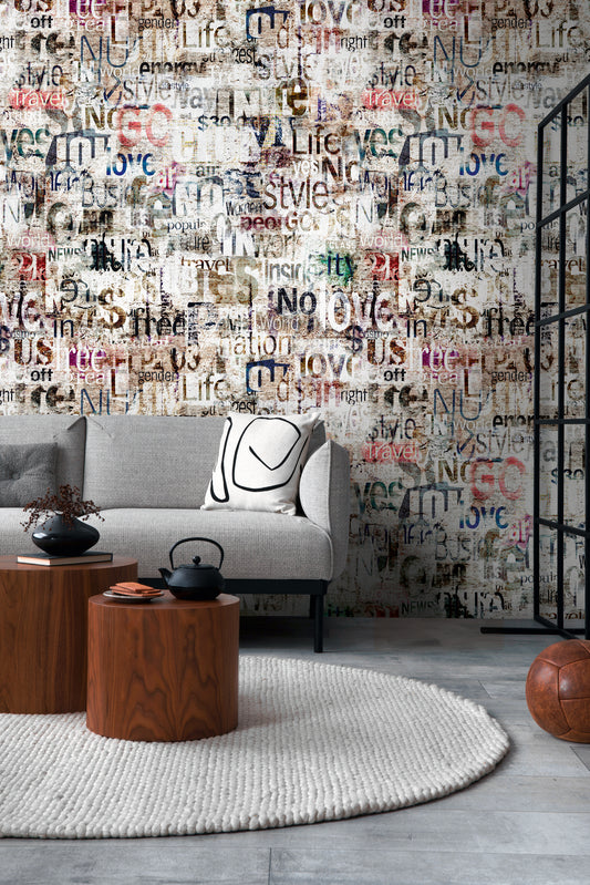 Fototapete Zeitung Collage Bunt - 1,59 m x 2,80 m