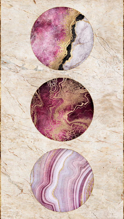 Fototapete Marmor Kreise Pink Gold - 1,59 m x 2,80 m