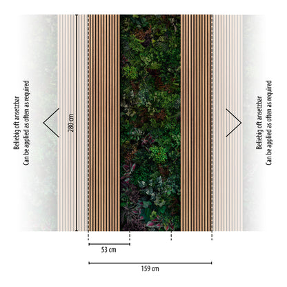 Fototapete Holzlamellen Braun Grün - 1,59 m x 2,80 m