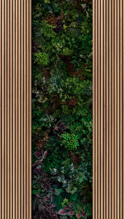 Fototapete Holzlamellen Braun Grün - 1,59 m x 2,80 m